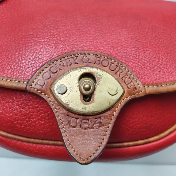 Dooney & Bourke All Weather Leather Red Flap Closure Crossbody Bag - Vintage - Picture 3 of 16